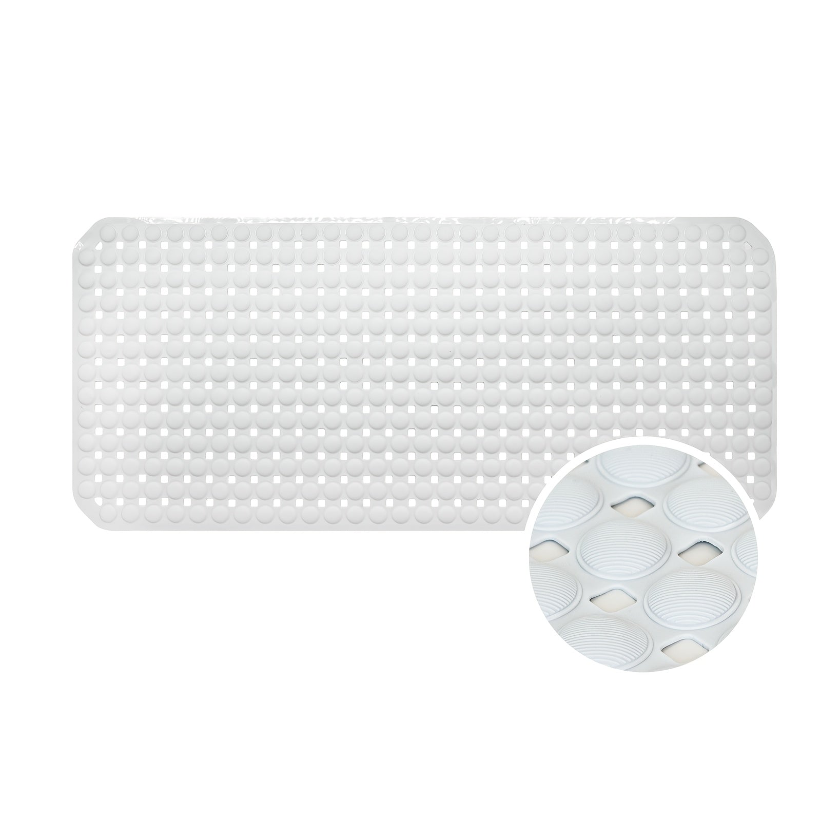 1pc Alfombra Antideslizante para Bañera con Agujeros de Drenaje y Ventosas - PVC Duradero, Alfombra Antideslizante para Ducha, Gris Claro con Puntos Blancos, Lavable a Máquina para Seguridad en el Baño de Casa, Tapete de Baño