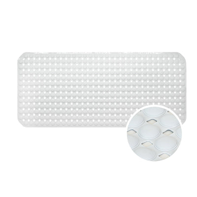 1pc Alfombra Antideslizante para Bañera con Agujeros de Drenaje y Ventosas - PVC Duradero, Alfombra Antideslizante para Ducha, Gris Claro con Puntos Blancos, Lavable a Máquina para Seguridad en el Baño de Casa, Tapete de Baño