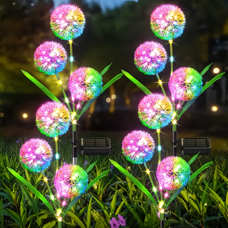 Luces decorativas de jardín solar simulación de diente de león con colores LED, luces para paisaje exterior y césped