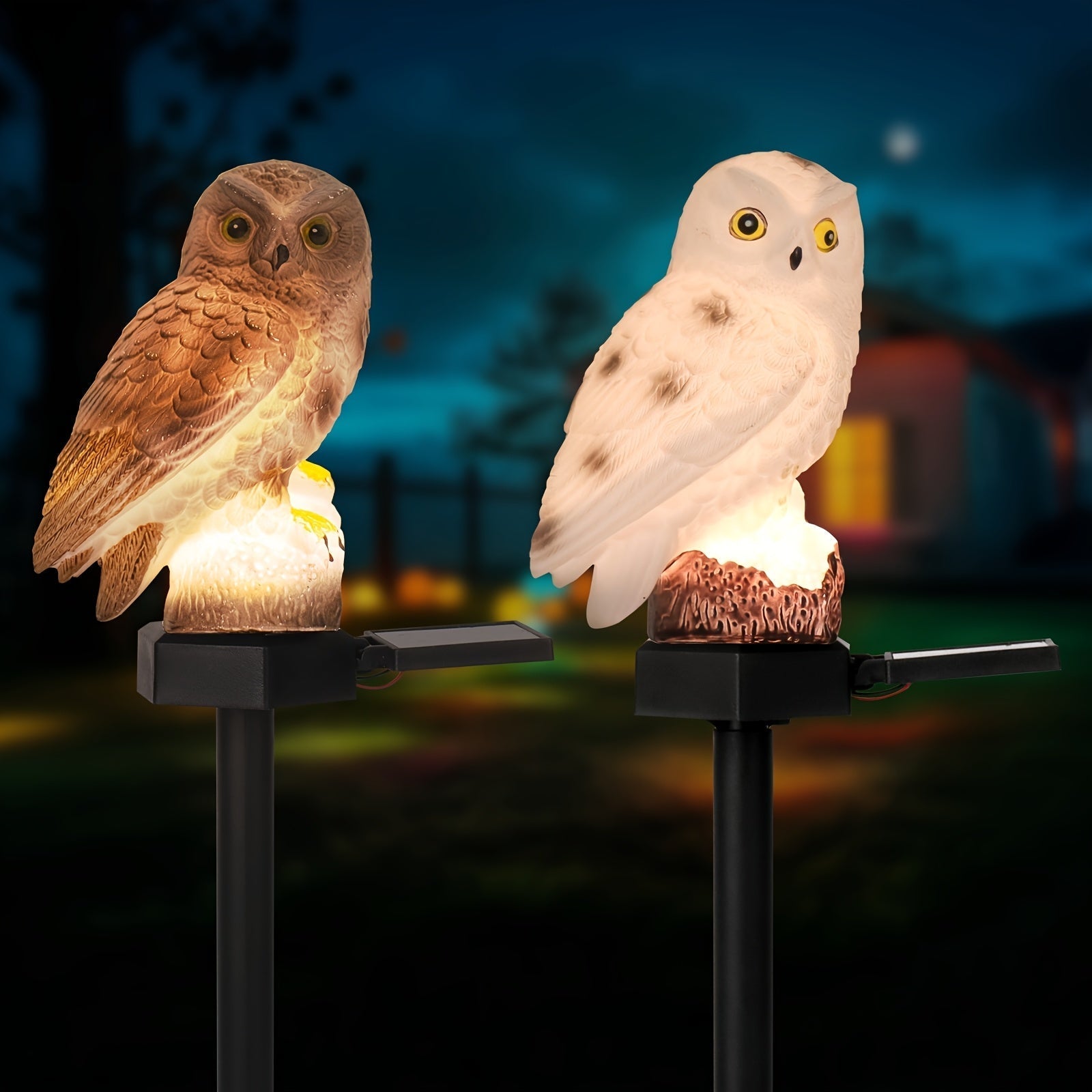 1 Lámpara LED Solar, Lámpara de Tronco de Jardín de Búho - Diseño Realista, Adecuada para Villas, Jardines, Parques y Corredores Iluminación de Paisajes Exteriores Automática, Material de Resina de Alta Calidad, Instalación Fácil