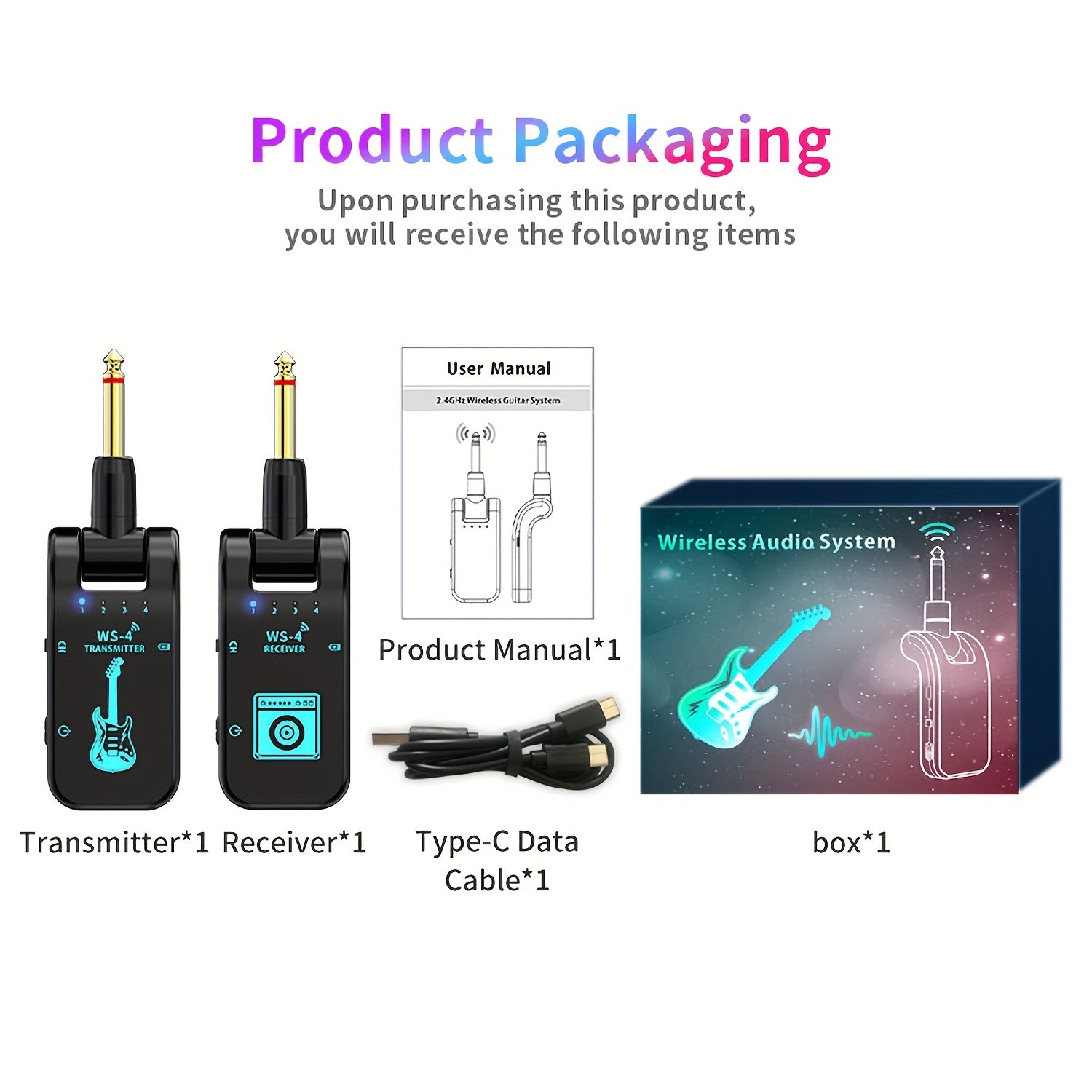 Sistema inalámbrico para guitarra de 2.4 GHz con batería recargable - Chip de alta calidad, 10 horas de duración, emparejamiento automático para guitarras eléctricas, bajos y más - Negro, transmisor inalámbrico para guitarra