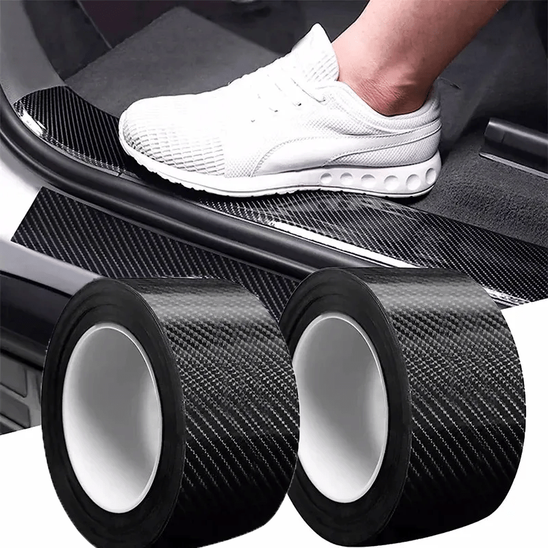 1 rollo de protector de borde de puerta de fibra de carbono Nano 3D - adhesivo impermeable y resistente a los arañazos de PVC, película universal anti-colisión, negro, protección de coche | accesorio de coche moderno | película protectora duradera