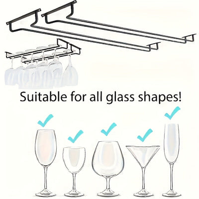 Soporte para Copas de Vino de Hierro de 2 Piezas - Estante Ahorrador de Espacio para Gabinete en Cocina y Bar