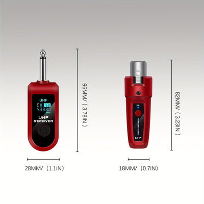 Adaptador transmisor receptor inalámbrico para micrófonos dinámicos [Sistema inalámbrico para micrófonos dinámicos], sistema de micrófono inalámbrico con adaptador transmisor receptor XLR, compatible con sistema XLR, conector de 6.35 mm, recargable por U