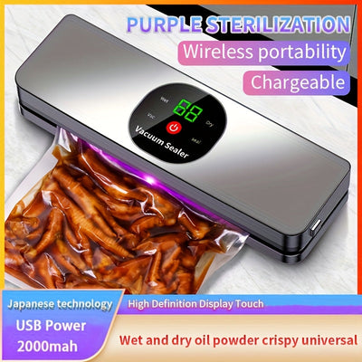 Maquinilla de sellado al vacío portátil con carga USB para alimentos, máquina automática de sellado de alimentos con pantalla LED, ideal para camping, caza y uso en la cocina, almacenamiento de alimentos al aire libre, el mejor regalo del Día de la Madre