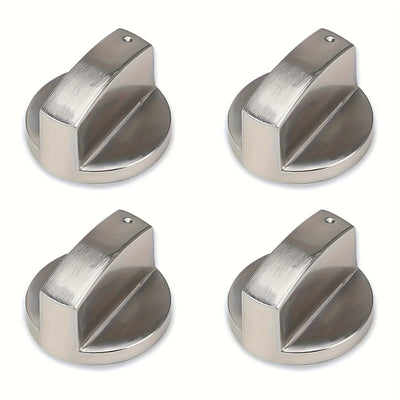 Juego de 4 botones de estufa de acero inoxidable, interruptores de control de superficie de cocción universal de 6 mm para modelo de cocina, reemplazo de interruptores de superficie de cocina rotativos