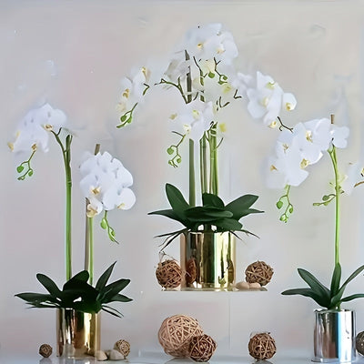 6 piezas Conjunto de Flores Artificiales de Orchidea - 9 cabezas Phalaenopsis Mariposa Purpura, Decoración Faux y Floral Sin Mantenimiento para Hogar, Bodas, Sala de Vivir o Entrada - Ideal para Día de San Valentín y Todos Holidías, Decoración de Mesa|De