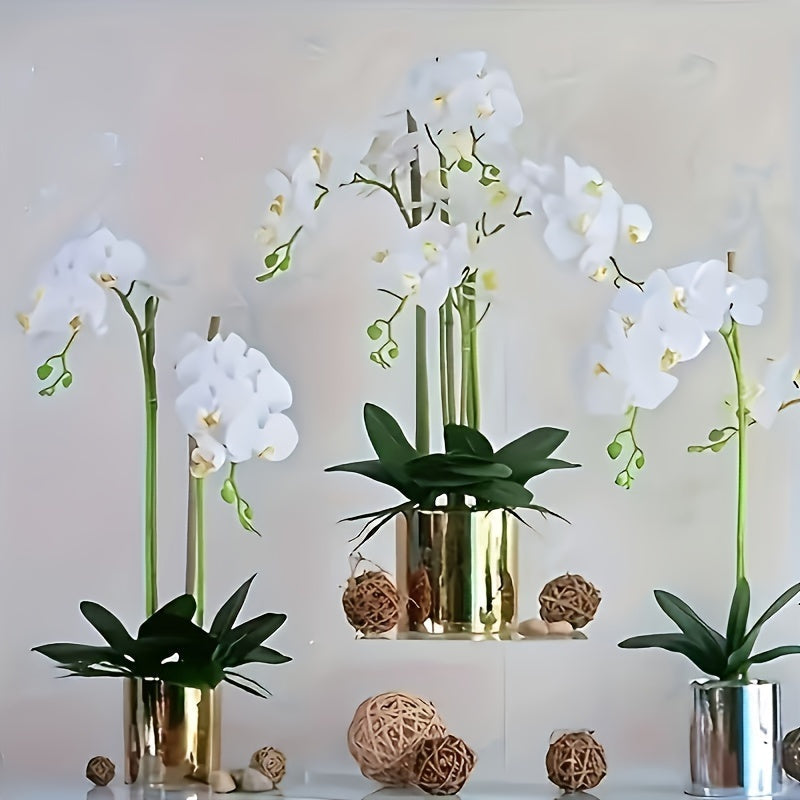 6 piezas Conjunto de Flores Artificiales de Orchidea - 9 cabezas Phalaenopsis Mariposa Purpura, Decoración Faux y Floral Sin Mantenimiento para Hogar, Bodas, Sala de Vivir o Entrada - Ideal para Día de San Valentín y Todos Holidías, Decoración de Mesa|De