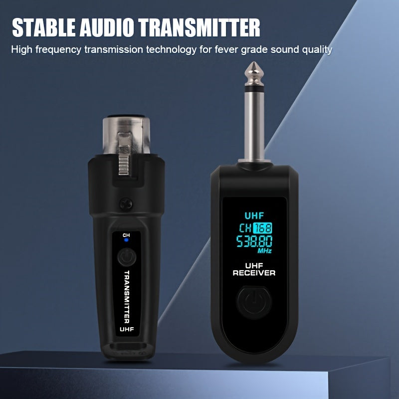 Sistema de micrófono inalámbrico NXG 2pcs/1pc - Rechargeable por USB Tipo-C, transmisor de audio de largo alcance 2.4GHz para micrófonos XLR, conector Jack de 6.35mm, sin batería, control de volumen, para cantar karaoke con transmisión UHF estable