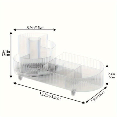 1 Pieza, Caja De Almacenamiento De Cosméticos Acrílica De Gran Capacidad Giratoria, Soporte 360° Transparente Para Brochas De Maquillaje Y Bolígrafos Para La Organización Del Tocador Y El Escritorio
