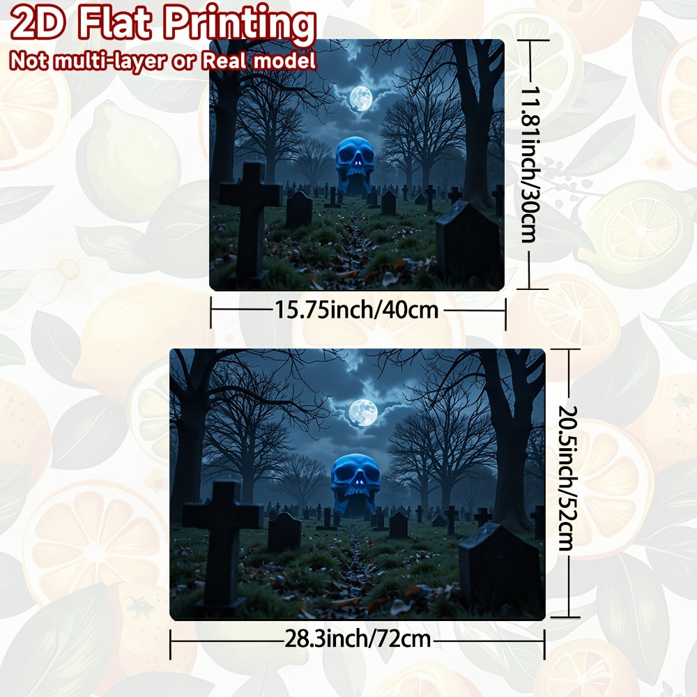 1 pieza, protector de estufa con diseño de cementerio de Halloween, impresión plana 2D, 100% poliéster, compatible con estufas de gas e inducción, secadoras, lavadoras - accesorio elegante para el hogar con escena de noche aterradora, decoraciones de Hal