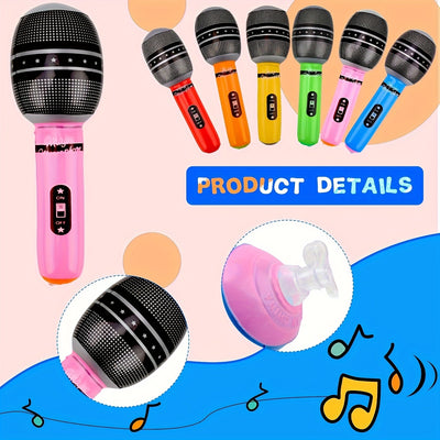 Juego de Micrófonos Inflables Multicolor, Ideal para Fiestas Neon de los 80s, Eventos Temáticos Musicales y Decoraciones de Cumpleaños – Añade Diversión a Cualquier Reunión