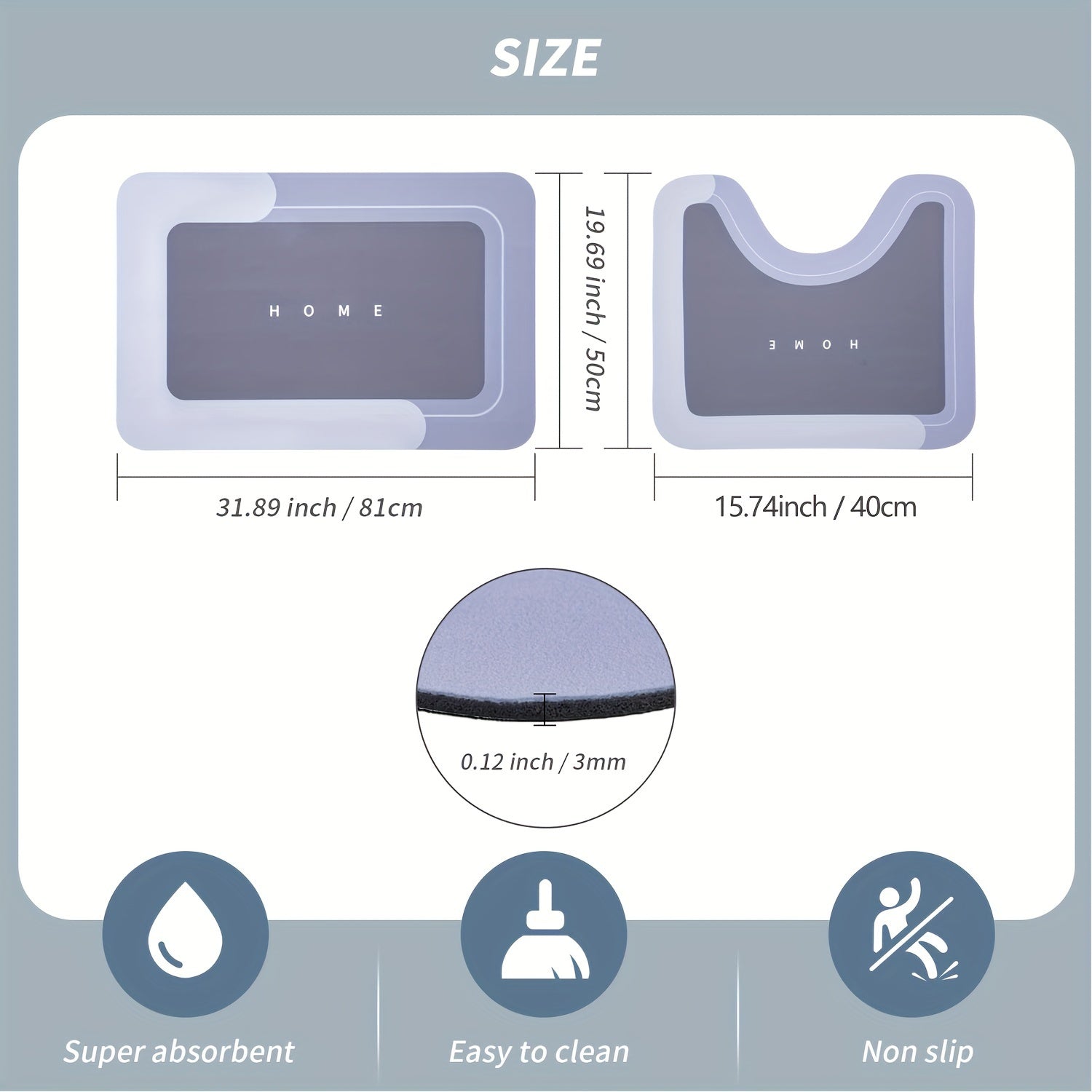 2pcs Alfombras Ultra Absorbentes para Baño - Tierra de Diatomeas Suave, Antideslizantes y Secado Rápido para Ducha, Inodoro y Entrada - Alfombras Decorativas Duraderas. Accesorios para el Baño