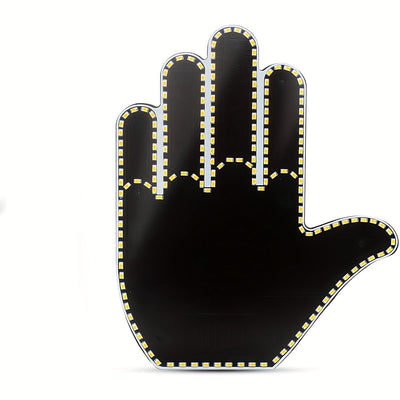 Gesto de mano negra LED luz de dedo para decoración de coche, con reflejos amarillos, no requiere baterías, perfecto para ventanas traseras de camiones y coches, y accesorios de camiones.