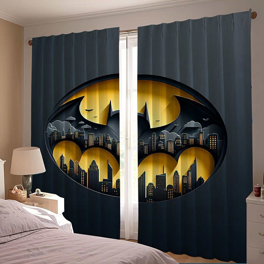 2 cortinas de Batman, decoración para el hogar, varios tipos de habitaciones, oficina, semi-opacas, ideales para baño, dormitorio, casa de vacaciones, camping, sala de estar, estudio, decoración para fiestas, regalos para fiestas, regalo de Año Nuevo, Na