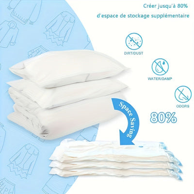 6pcs Bolsas de Almacenamiento al Vacío con 1 Bomba Manual, Bolsa de Viaje de Plástico Portátil para Ropa, Adecuada para Mantas, Ropa de Cama, Ropa, Edredones, Ideal para Suministros del Hogar, Bolsa de Ahorro de Espacio de Almacenamiento Imprescindible