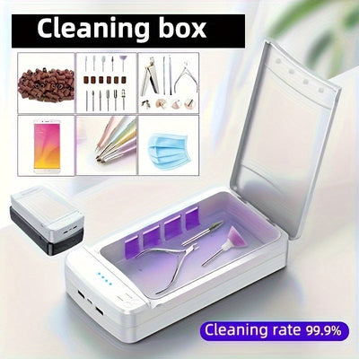 Caja de desinfección de uñas portátil alimentada por USB para herramientas de manicura y pedicura - Estérilice y seque suministros de cuidado de uñas con diseño compacto, no necesita batería, esenciales para la higiene del salón en casa, suministros para