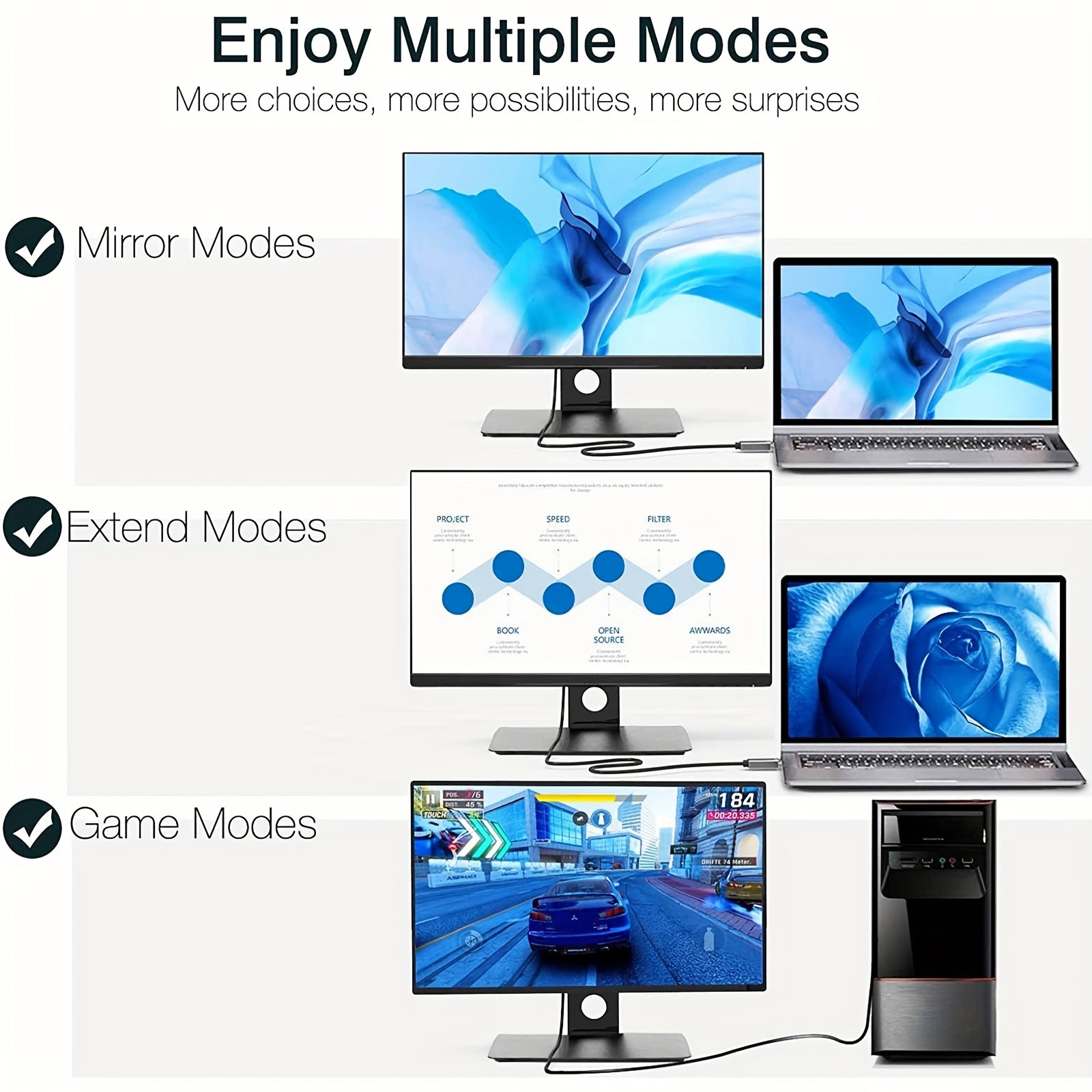 Cable de VGA a HDTV, unidireccional, de computadora a monitor de VGA (masculino a masculino) compatible con computadora, escritorio, portátil, PC, monitor, proyector, HDTV, Roku, Xbox.