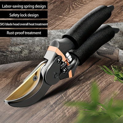 Tijeras de Podar de Acero SK5 de Alta Resistencia - Perfectas para Jardinería, Árboles Frutales y Ramas Gruesas - Herramienta Manual