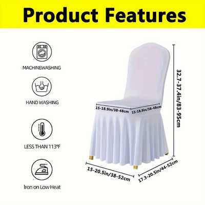 6/12pcs Funda para Silla con Falda, Cubierta Elástica Larga de Spandex para Silla de Comedor, Funda Protectora, Cubierta Elástica para Silla de Comedor de Boda, Desmontable y Lavable, Adecuada para Hoteles, Bodas, Banquetes y Decoración del Hogar