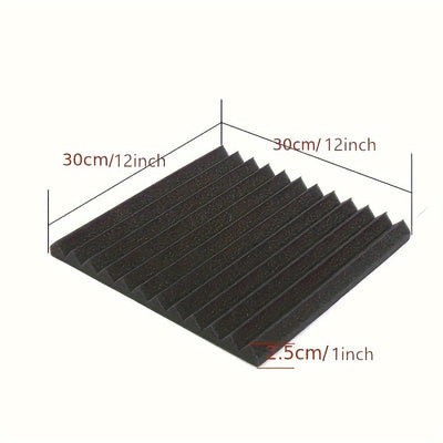 12 paneles de espuma acústica de alta densidad, 2.54 cm x 30.48 cm x 30.48 cm - Cuñas negras absorbentes de sonido para estudio de grabación y oficina en casa, resistentes al fuego, reducen reverberación y ecos, mejoran el rendimiento acústico