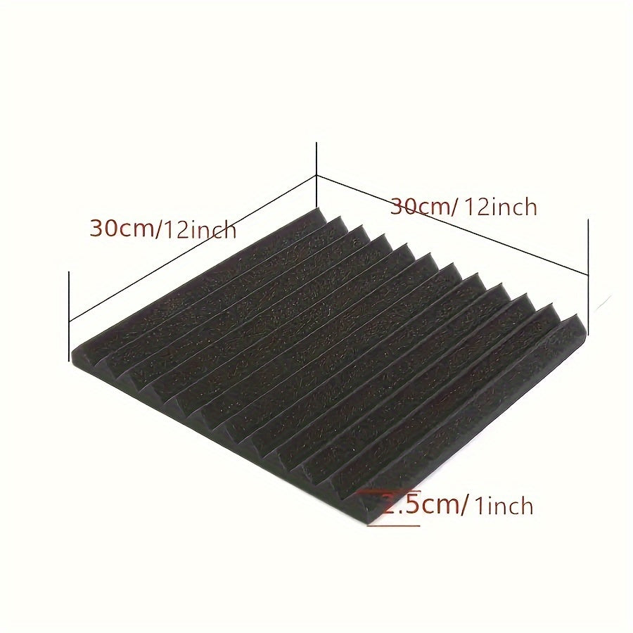 12 paneles de espuma acústica de alta densidad, 2.54 cm x 30.48 cm x 30.48 cm - Cuñas negras absorbentes de sonido para estudio de grabación y oficina en casa, resistentes al fuego, reducen reverberación y ecos, mejoran el rendimiento acústico