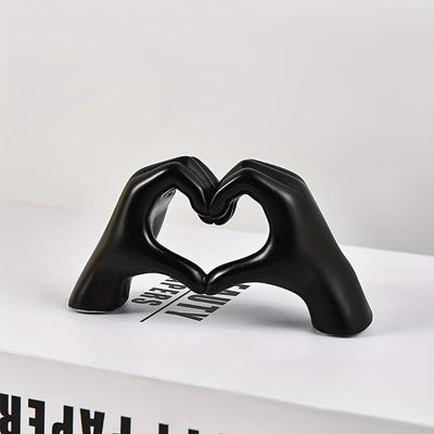Estatuilla de Corazón Hecha a Mano en Resina - Diseño Clásico de Manos Entrelazadas Dorado, Decoración Elegante para Bodas y San Valentín, Adorno Romántico para Escritorio del Hogar u Oficina, Sin Necesidad de Electricidad