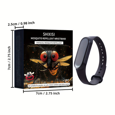 Pulsera electrónica repelente de mosquitos negra – Ajuste cómodo, repelente físico de insectos, no tóxico, diseño unisex para pesca y actividades al aire libre, incluye 2 pilas de botón, pulsera unisex | Brazalete elegante | Accesorio moderno | Repelente