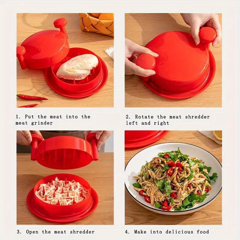 1pc Picadora de Carne y Alimentos Manual - Reutilizable y Apto para Lavavajillas, Base Antideslizante, Mango Ergonómico, Material PP para Pollo, Res, Verduras, Frutos Secos - Accesorio de Cocina Compacto para Preparación de Alimentos
