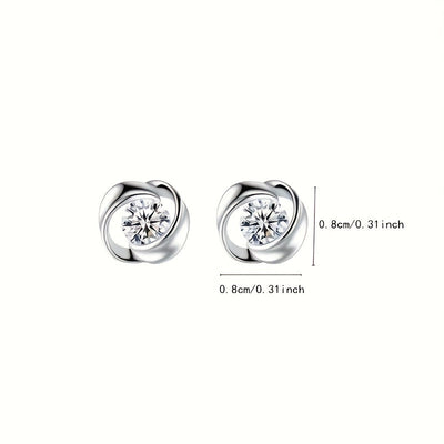[Elegancia Diaria] Pendientes de Botón Elegantes con Corazón de Amor Giratorio para Mujeres - Estilo Vintage Chic con Centro de Pedrería Brillante, Joyería de Moda de Aleación para Uso Diario, Pendientes Bonitos