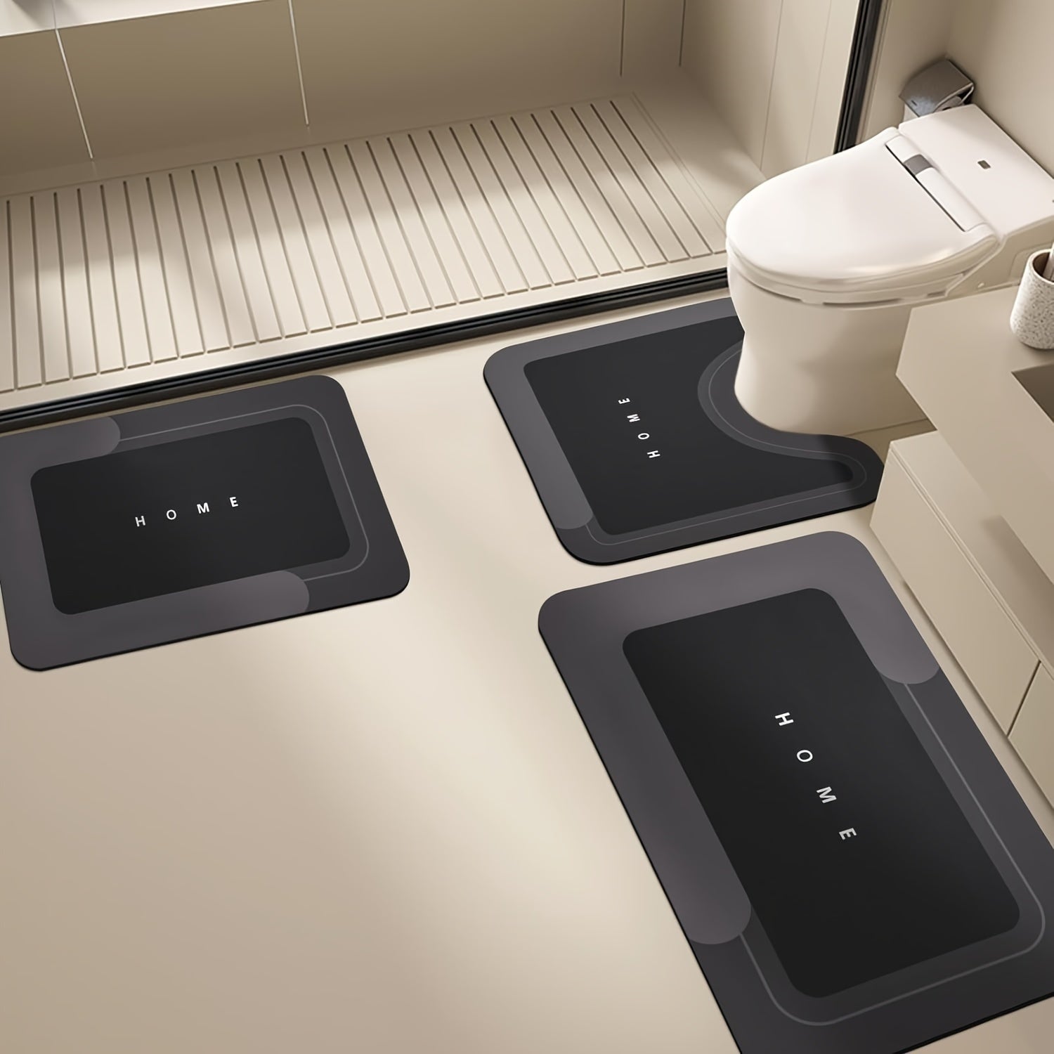 Conjunto de 3 Piezas de Accesorios de Baño: Alfombrillas de Baño Ultra Absorbentes - Antideslizantes, Secado Rápido, Fácil Limpieza - Perfectas para la Entrada, la Ducha y la Lavandería