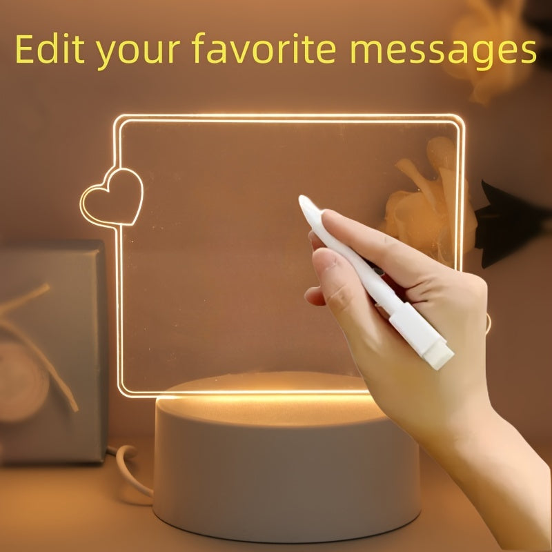 Lámpara nocturna 3D con forma de corazón, alimentada por USB, incluye pluma - Ideal para decoración de dormitorio, sala de estar u oficina