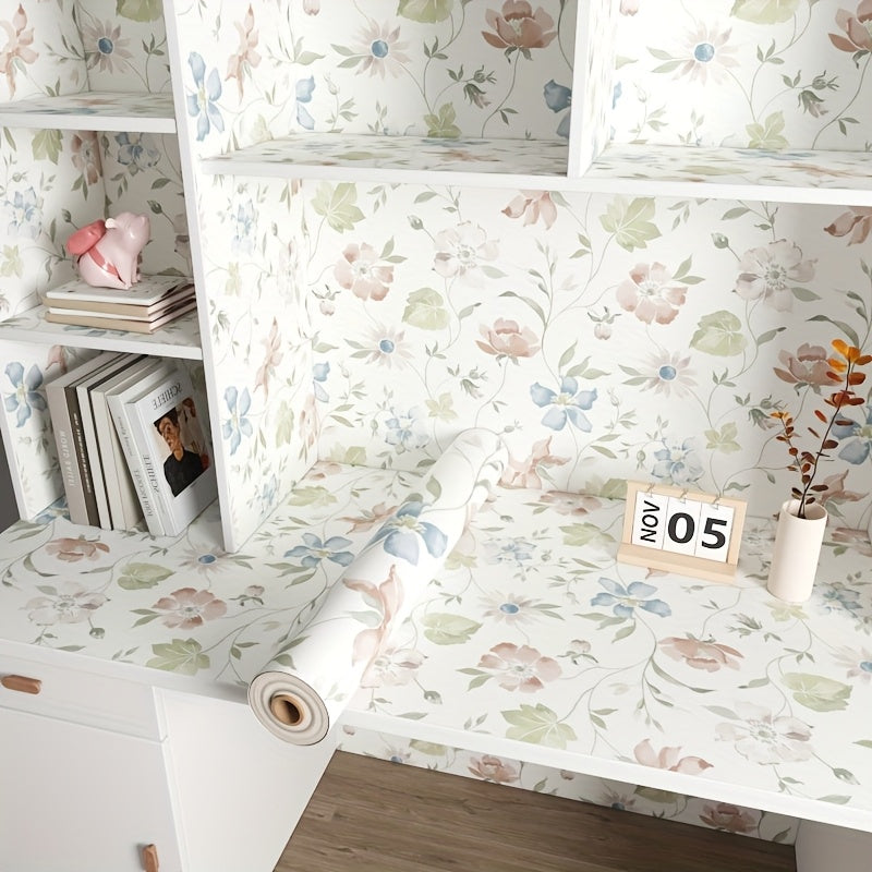 Forros Autoadhesivos para Armarios con Diseño Floral Pastel - Forros de Plástico Duraderos para Cajones y Cocinas, Fácil Instalación Pegar & Despegar para Armarios, Zapateros, Protección de Muebles y Decoración Elegante