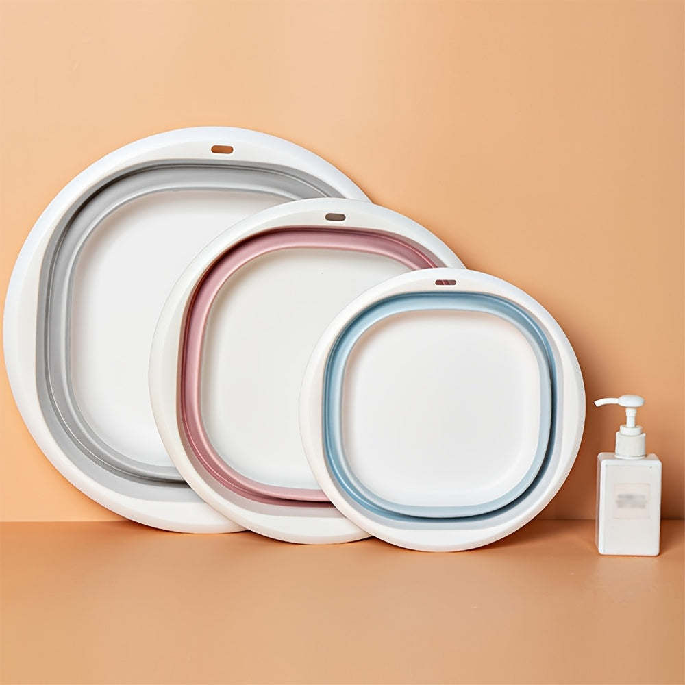 1pc Bañera Portátil Plegable para Pies y Manicura - Diseño Duradero de Plástico Ahorrador de Espacio, Sin Necesidad de Electricidad, Multiusos para Lavandería, Camping, Dormitorio, Ducha, Cocina y Accesorios de Baño, Bañera Portátil, Esenciales para Habi