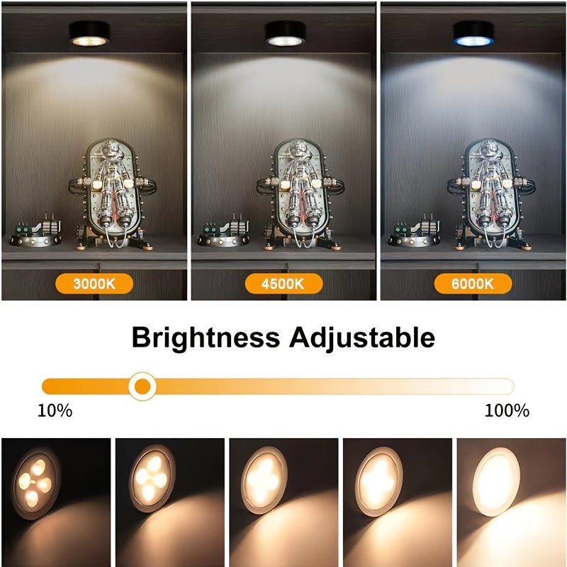 3 piezas de luz LED montada en pared + magnética, 3 colores ajustables con temporizador, decoración para hogar, luz bajo mueble, control remoto + doble control por pulsador, para oficina, armario, vitrina, pasillo y escaleras