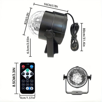 Luces de Fiesta con Bola de Discoteca LED de 7 Modos y Control Remoto - Luces Escénicas Activadas por Sonido para KTV, Decoración del Hogar, Cumpleaños, Halloween, Navidad y Bares de DJs - Alimentado por USB, Compatible con Múltiples Habitaciones, Ilumin