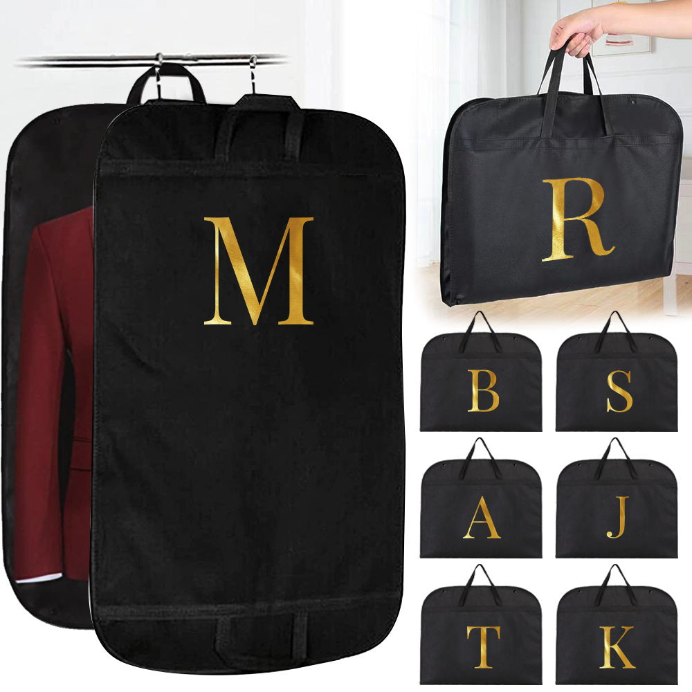 Bolsas organizadoras de ropa estilo occidental AmaBe - Tela negra resistente con letras doradas, cierre de cremallera, organizador plegable para accesorios de viaje y vacaciones, organizador de ropa para viajes | Letras decorativas | Bolsa de almacenamie