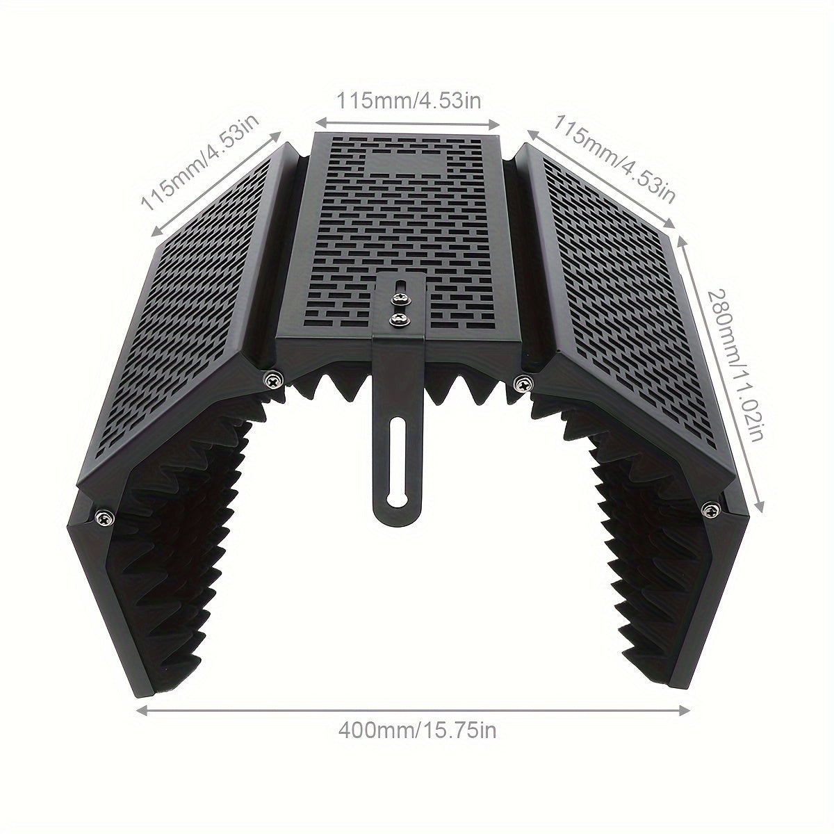 Filtro antipop de espuma de alta densidad para micrófono de metal de 5 paneles ePathChina, plegable, compatible con roscas de 3/8" y 5/8", negro, para estudio de grabación y transmisión en vivo