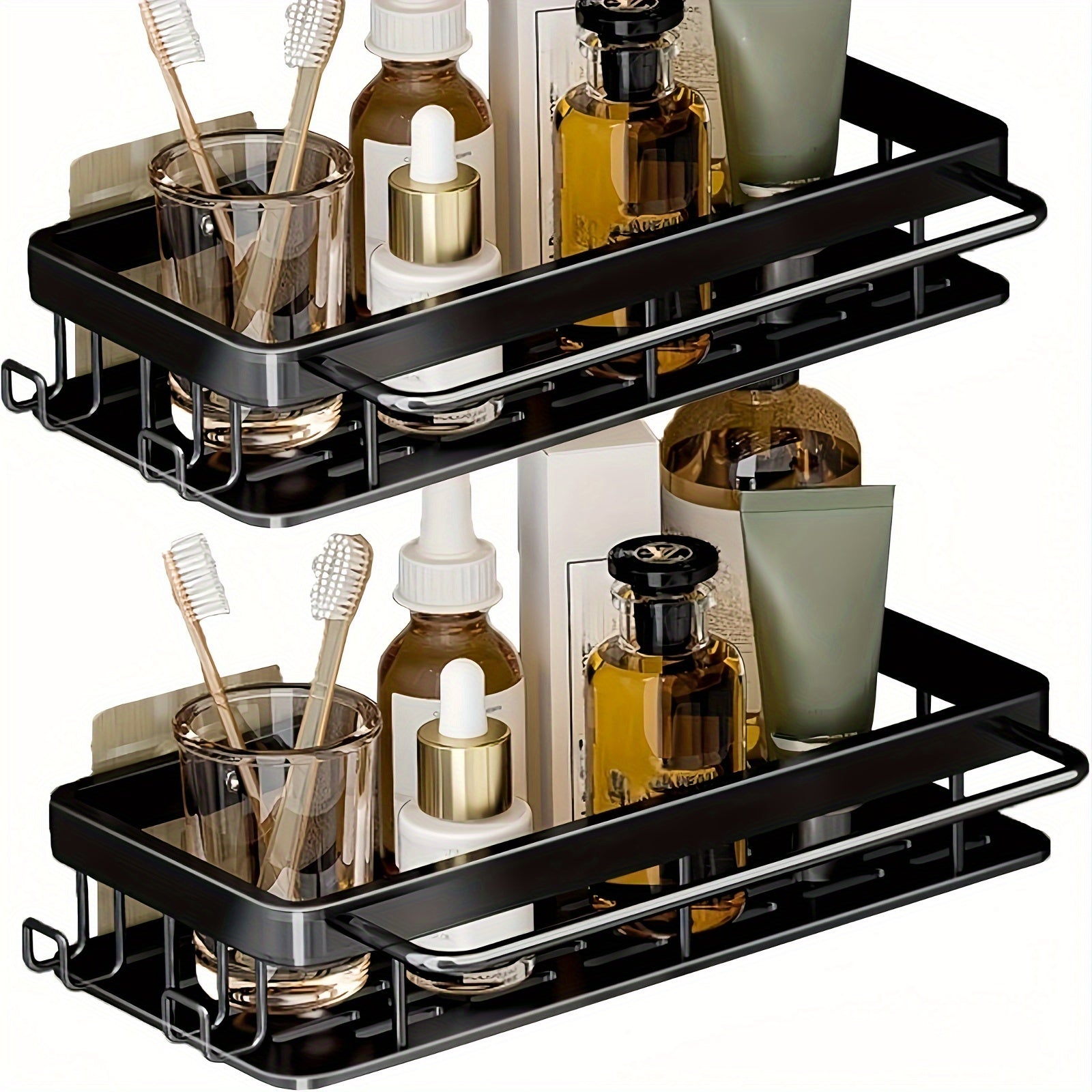 Estantes de baño sin taladro, estantes de ducha para champú, cosméticos y almacenamiento de jabón, caja de almacenamiento de ahorro de espacio, fácil de instalar, estantes de utilidad