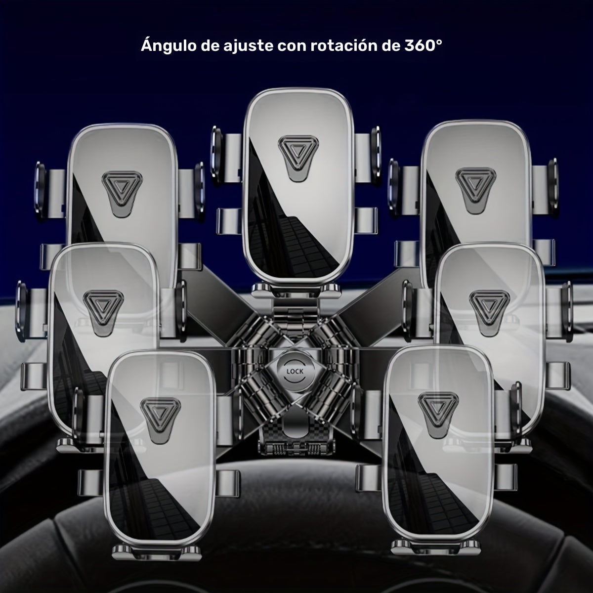 1 soporte universal para montaje de coche, material ABS, rotación de 360°, antivibración, textura de fibra de carbono, soporte de navegación multifuncional