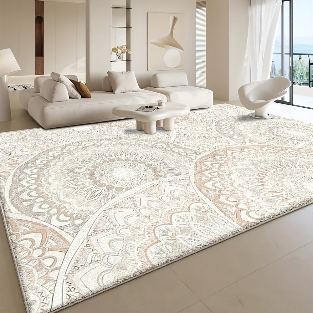 Alfombra de Felpa Retro Antideslizante 852g/m², Suave y Acogedora para Entrada con Diseño Geométrico Simple - Base Antideslizante. Estilo Vintage Lavable a Máquina en Mezcla de Poliéster Ligero, Tejido Plano Rayado para Oficina, Habitación o Jardín - Alf