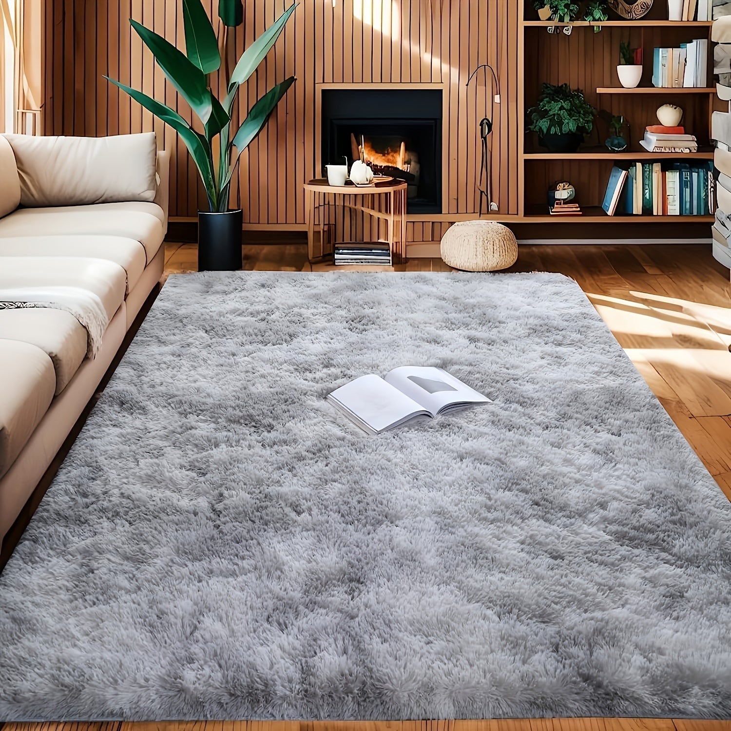 1pc Alfombra de peluche teñida de punto, Alfombra de lujo moderna, absorbente de agua, antideslizante, adecuada para salas de estar y dormitorios, decoración para el hogar, limpieza en seco