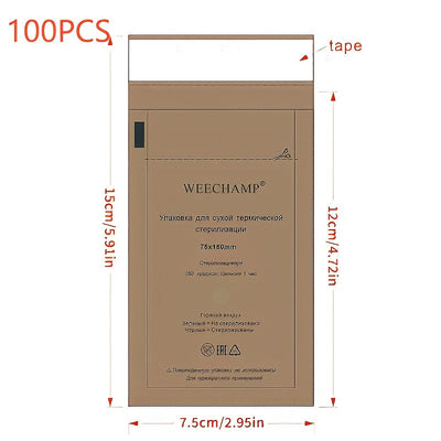 100 bolsas de almacenamiento autoadhesivas de papel kraft - bolsa higiénica autosellante resistente al calor, ideal para cosméticos, herramientas de uñas y mascarillas | Alta calidad, sin necesidad de electricidad, diseño práctico para artículos personal
