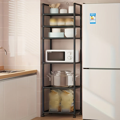 Carrito organizador rodante de 6 niveles con ruedas - Estructura metálica resistente, organizador multiusos sin madera para cocina, baño o sala, estante móvil que ahorra espacio, fácil de armar, versátil | Diseño de estante abierto | Construcción robusta