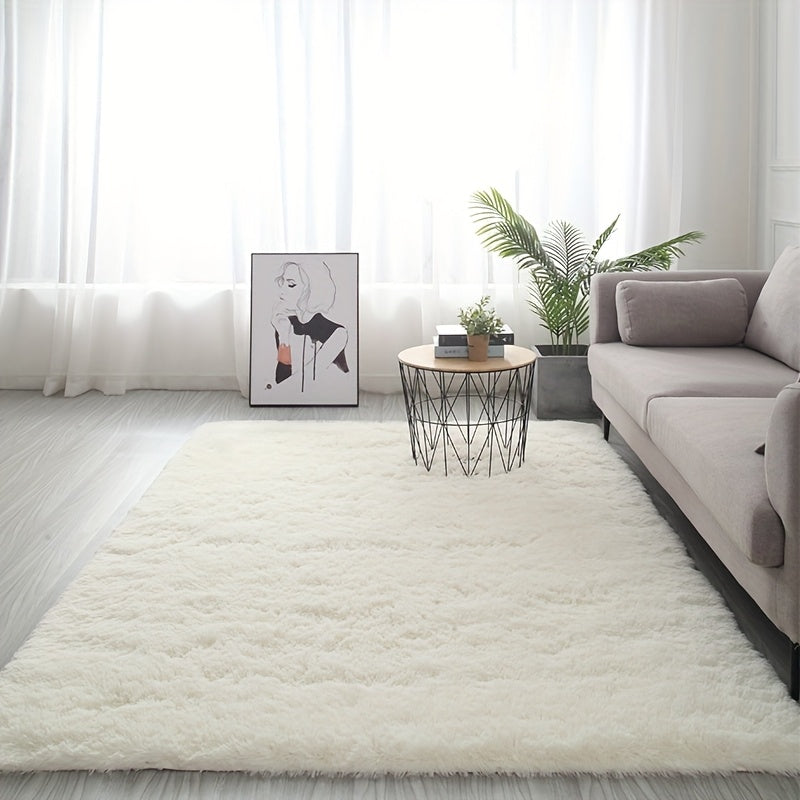 1pc Alfombra de Lujo de Color Sólido y Peluche - Ultra Suave y Esponjosa, Diseño Tie-Dye, Base Antideslizante, Lavable en Máquina 100% Poliéster - Ideal para Sala de Estar, Dormitorio, Decoración Moderna del Hogar, Decoración de Salón | Alfombra Minimali
