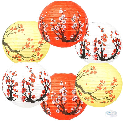 6pcs Faroles de Papel de Flor de Cerezo - Decoración Colgante de 30.48cm para el Año Nuevo Chino, Bodas y Celebraciones en Casa