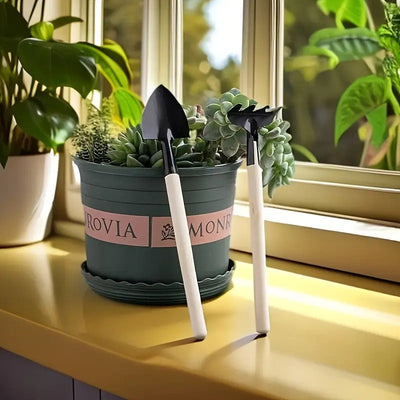 Juego de Herramientas de Jardinería Mini de 6 Piezas - Herramientas Manuales de Metal y Madera para Planta Interior y Exterior, Suculentas y Azada Efectiva para Aflojar la Tierra con Pequeñas Herramientas para Suculentas
