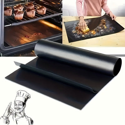 1pc/2pcs Alfombrilla negra para horno, revestimiento para el fondo del horno, alfombrilla reutilizable para horno, alfombrilla para hornear, alfombrilla para barbacoa, accesorios para barbacoa, apta para hornos eléctricos, estufas de gas, tostadoras, par