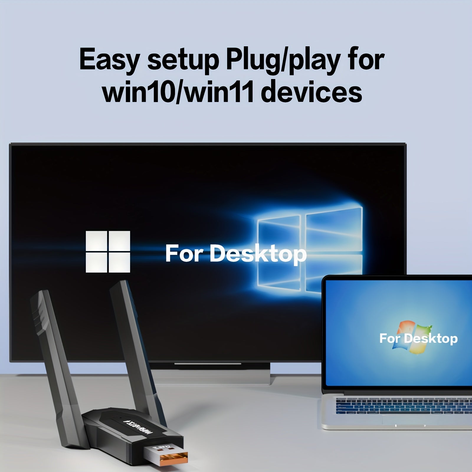 Adaptador inalámbrico WiFi 6 de 900 Mbps + receptor inalámbrico 2 en 1, banda dual 2,4 G y 5 G, tarjeta inalámbrica sin controlador, transmisor de WiFi para computadora de escritorio, tarjeta inalámbrica BT + WiFi, tarjeta USB inalámbrica, adaptador de r