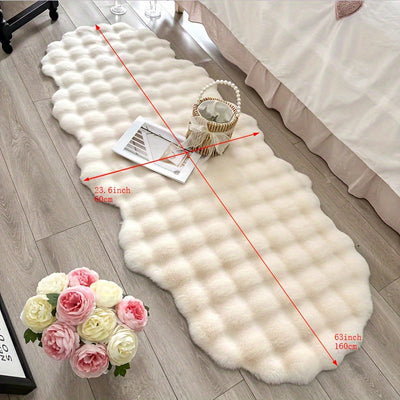 Alfombra suave de pelo sintético de conejo con diseño de olas - Lavable a máquina, antideslizante, de poliéster, decorativa para sala, dormitorio, oficina y porche - Barrera de humedad, liviana, forma irregular
